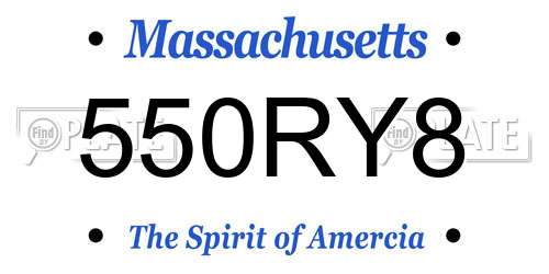 550RY8 Massachusetts License Plate