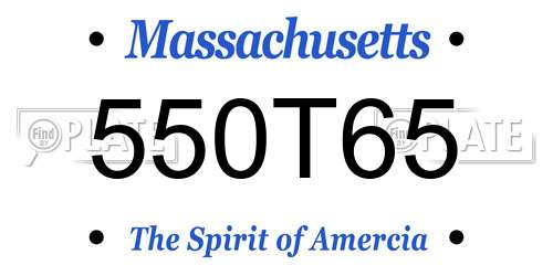 550T65 Massachusetts License Plate