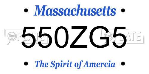 550ZG5 Massachusetts License Plate
