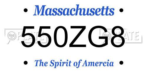 550ZG8 Massachusetts License Plate
