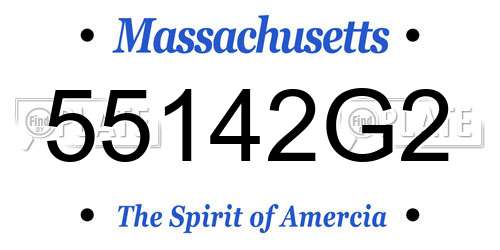 55142G2 Massachusetts License Plate