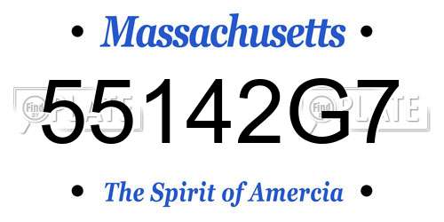 55142G7 Massachusetts License Plate