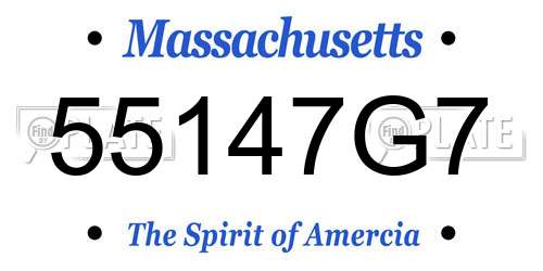 55147G7 Massachusetts License Plate