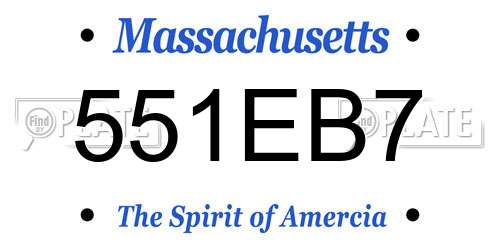 551EB7 Massachusetts License Plate