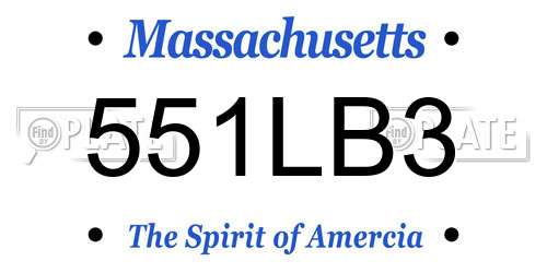 551LB3 Massachusetts License Plate