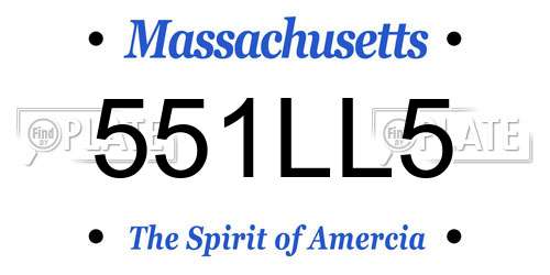 551LL5 Massachusetts License Plate