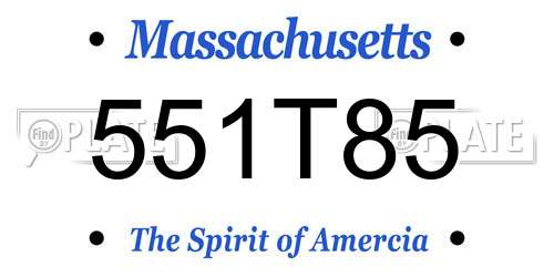 551T85 Massachusetts License Plate
