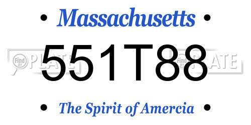 551T88 Massachusetts License Plate