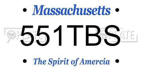 551TBS Massachusetts License Plate
