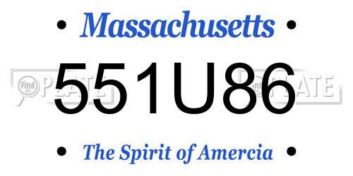 551U86 Massachusetts License Plate