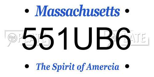 551UB6 Massachusetts License Plate