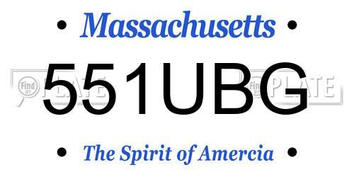 551UBG Massachusetts License Plate