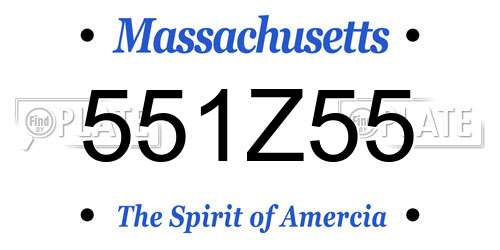 551Z55 Massachusetts License Plate