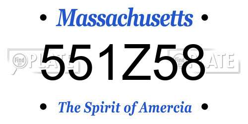 551Z58 Massachusetts License Plate