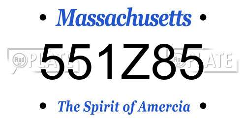 551Z85 Massachusetts License Plate