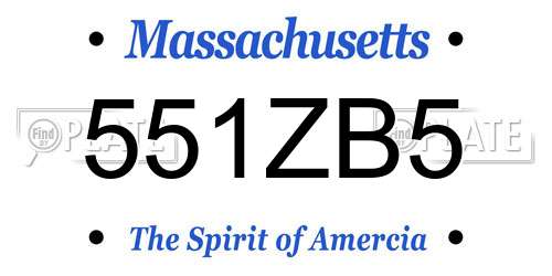 551ZB5 Massachusetts License Plate