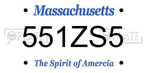 551ZS5 Massachusetts License Plate