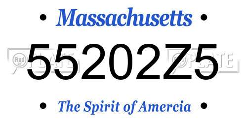 55202Z5 Massachusetts License Plate