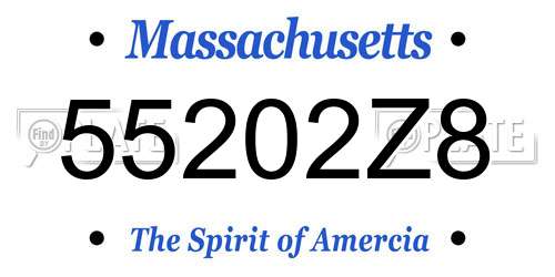 55202Z8 Massachusetts License Plate