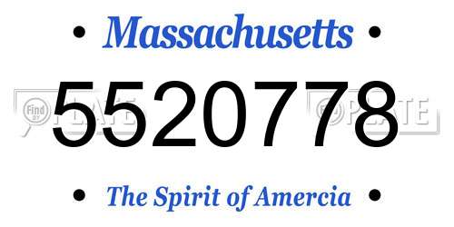 5520778 Massachusetts License Plate