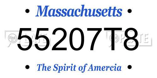 55207T8 Massachusetts License Plate