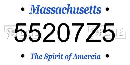 55207Z5 Massachusetts License Plate