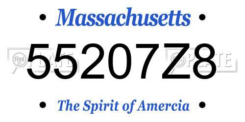 55207Z8 Massachusetts License Plate