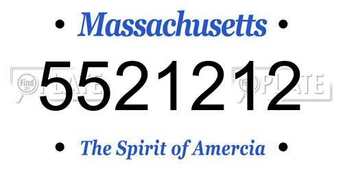 5521212 Massachusetts License Plate