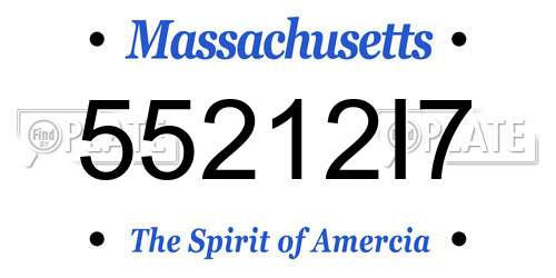 55212I7 Massachusetts License Plate