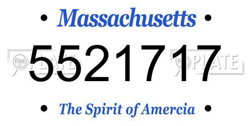 5521717 Massachusetts License Plate