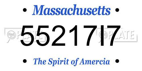 55217I7 Massachusetts License Plate