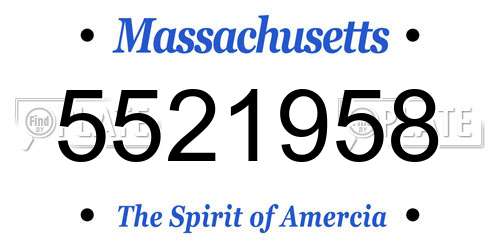 5521958 Massachusetts License Plate