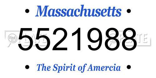 5521988 Massachusetts License Plate
