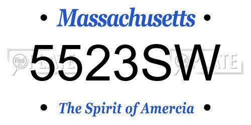 5523SW Massachusetts License Plate
