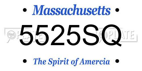 5525SQ Massachusetts License Plate