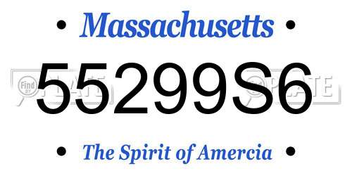 55299S6 Massachusetts License Plate