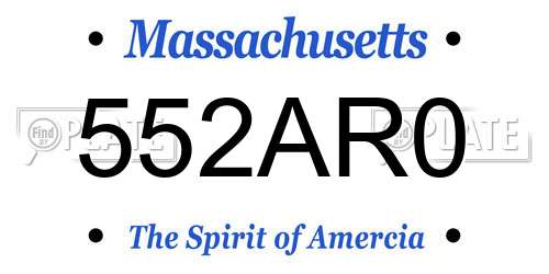 552AR0 Massachusetts License Plate