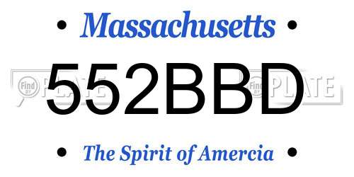 552BBD Massachusetts License Plate