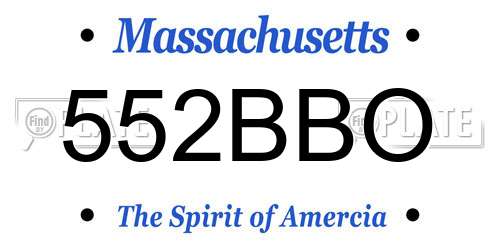 552BBO Massachusetts License Plate