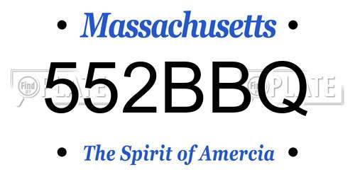 552BBQ Massachusetts License Plate