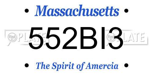 552BI3 Massachusetts License Plate
