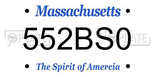 552BS0 Massachusetts License Plate