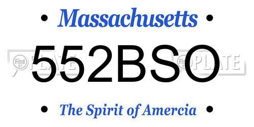 552BSO Massachusetts License Plate