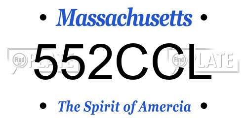 552CCL Massachusetts License Plate