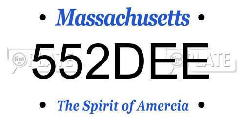 552DEE Massachusetts License Plate