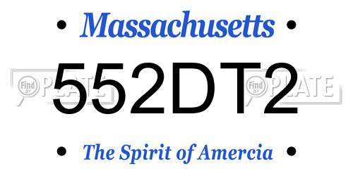 552DT2 Massachusetts License Plate