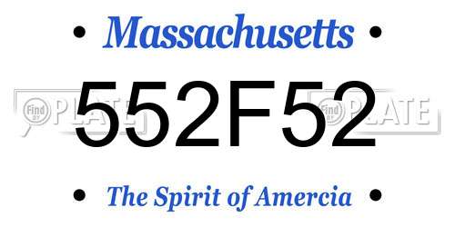 552F52 Massachusetts License Plate