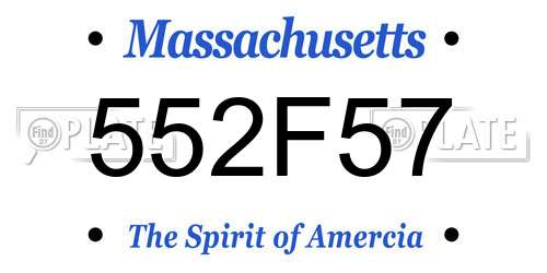552F57 Massachusetts License Plate