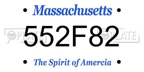 552F82 Massachusetts License Plate