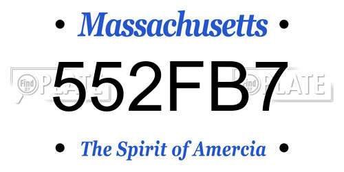 552FB7 Massachusetts License Plate